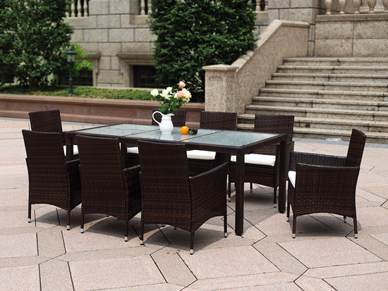 8chairs rattan dining table set