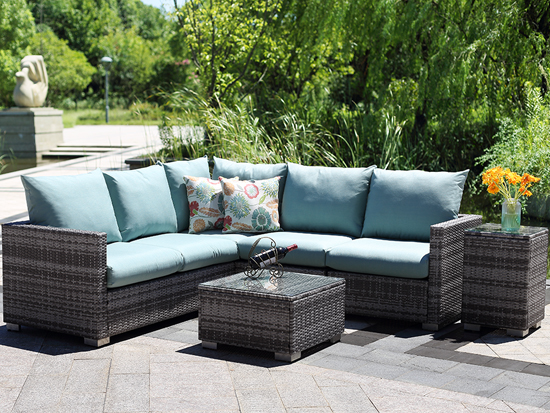 Outdoor garden luxury Rattan furniture wicker conversation corner sectional sofa