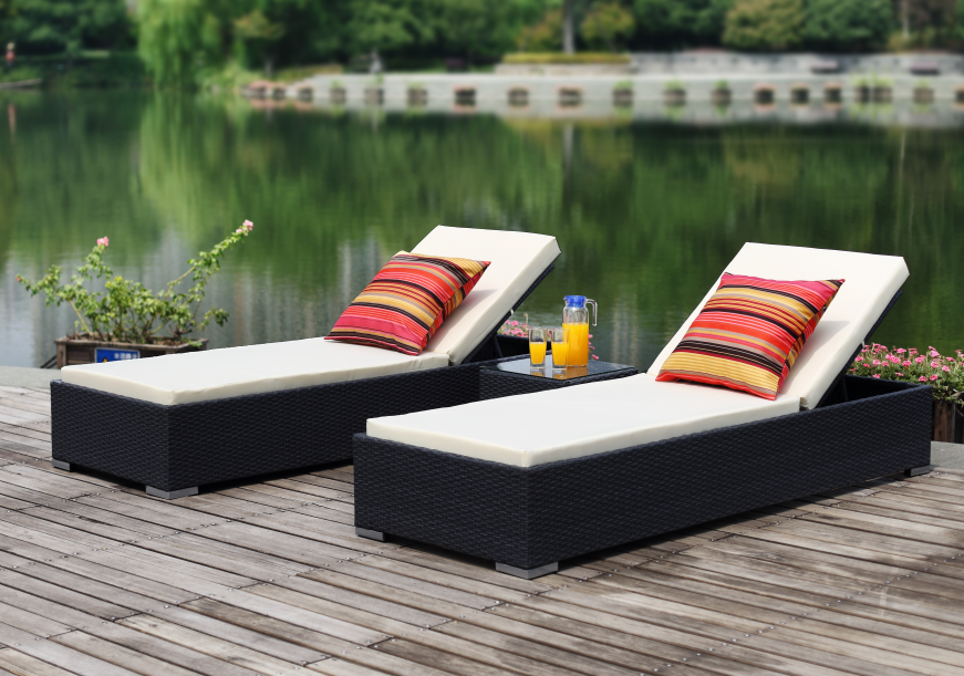 All-weather Double-Seat Beach or Poolside Rattan Sunbed Outdoor Specific Usage Furniture