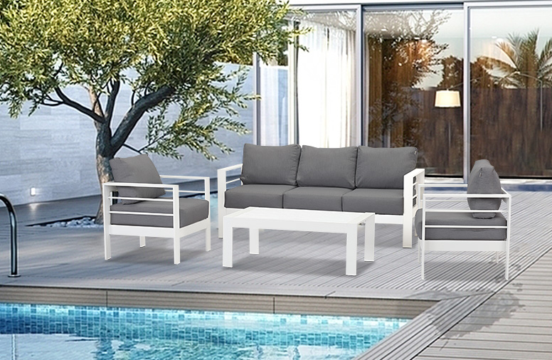 2021 Latest design Aluminum Frame with Simply Clean Style Garden Furniture Garden Sofa Set HB41.9519