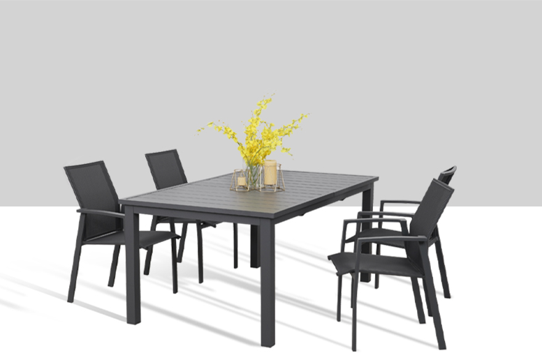 Garden Party Extendable Black Color Aluminum Outdoor Long and Short Table Set No reviews yet